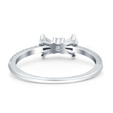 Petite Dainty Ribbon Bow Ring Baguette Engagement Band Round Simulated Cubic Zirconia 925 Sterling Silver