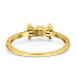 Petite Dainty Ribbon Bow Ring Baguette Engagement Band Round Simulated Cubic Zirconia 925 Sterling Silver