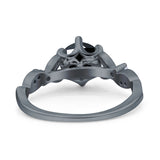 Vintage Style Round Bridal Wedding Engagement Ring Marquise Design Simulated Cubic Zirconia 925 Sterling Silver