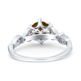 Vintage Style Round Bridal Wedding Engagement Ring Marquise Design Simulated Cubic Zirconia 925 Sterling Silver