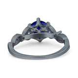 Vintage Style Round Bridal Wedding Engagement Ring Marquise Design Simulated Cubic Zirconia 925 Sterling Silver