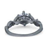 Vintage Style Round Bridal Wedding Engagement Ring Marquise Design Simulated Cubic Zirconia 925 Sterling Silver