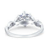 Vintage Style Round Bridal Wedding Engagement Ring Marquise Design Simulated Cubic Zirconia 925 Sterling Silver