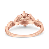 Vintage Style Round Bridal Wedding Engagement Ring Marquise Design Simulated Cubic Zirconia 925 Sterling Silver