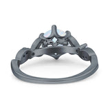 Vintage Style Round Bridal Wedding Engagement Ring Marquise Design Simulated Cubic Zirconia 925 Sterling Silver