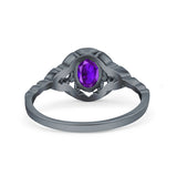 Art Deco Oval Vintage Style Bridal Wedding Engagement Ring Simulated Cubic Zirconia 925 Sterling Silver