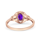 Art Deco Oval Vintage Style Bridal Wedding Engagement Ring Simulated Cubic Zirconia 925 Sterling Silver