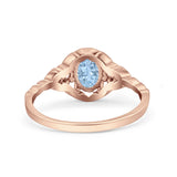 Art Deco Oval Vintage Style Bridal Wedding Engagement Ring Simulated Cubic Zirconia 925 Sterling Silver