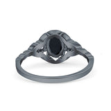 Art Deco Oval Vintage Style Bridal Wedding Engagement Ring Simulated Cubic Zirconia 925 Sterling Silver