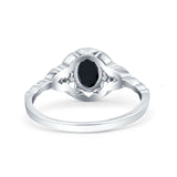 Art Deco Oval Vintage Style Bridal Wedding Engagement Ring Simulated Cubic Zirconia 925 Sterling Silver
