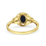 Art Deco Oval Vintage Style Bridal Wedding Engagement Ring Simulated Cubic Zirconia 925 Sterling Silver