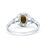 Art Deco Oval Vintage Style Bridal Wedding Engagement Ring Simulated Cubic Zirconia 925 Sterling Silver