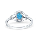 Art Deco Oval Vintage Style Bridal Wedding Engagement Ring Simulated Cubic Zirconia 925 Sterling Silver