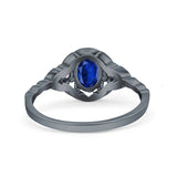 Art Deco Oval Vintage Style Bridal Wedding Engagement Ring Simulated Cubic Zirconia 925 Sterling Silver