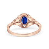 Art Deco Oval Vintage Style Bridal Wedding Engagement Ring Simulated Cubic Zirconia 925 Sterling Silver