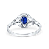 Art Deco Oval Vintage Style Bridal Wedding Engagement Ring Simulated Cubic Zirconia 925 Sterling Silver