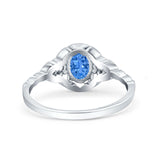 Art Deco Oval Vintage Style Bridal Wedding Engagement Ring Simulated Cubic Zirconia 925 Sterling Silver