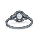 Art Deco Oval Vintage Style Bridal Wedding Engagement Ring Simulated Cubic Zirconia 925 Sterling Silver