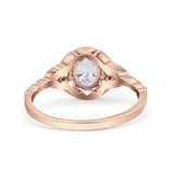 Art Deco Oval Vintage Style Bridal Wedding Engagement Ring Simulated Cubic Zirconia 925 Sterling Silver