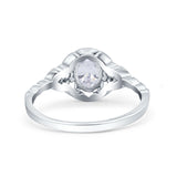 Art Deco Oval Vintage Style Bridal Wedding Engagement Ring Simulated Cubic Zirconia 925 Sterling Silver
