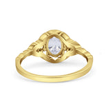 Art Deco Oval Vintage Style Bridal Wedding Engagement Ring Simulated Cubic Zirconia 925 Sterling Silver