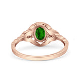 Art Deco Oval Vintage Style Bridal Wedding Engagement Ring Simulated Cubic Zirconia 925 Sterling Silver