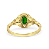 Art Deco Oval Vintage Style Bridal Wedding Engagement Ring Simulated Cubic Zirconia 925 Sterling Silver