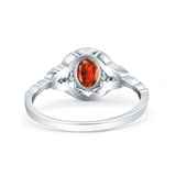 Art Deco Oval Vintage Style Bridal Wedding Engagement Ring Simulated Cubic Zirconia 925 Sterling Silver