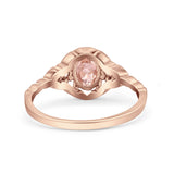 Art Deco Oval Vintage Style Bridal Wedding Engagement Ring Simulated Cubic Zirconia 925 Sterling Silver