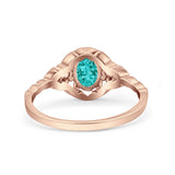 Art Deco Oval Vintage Style Bridal Wedding Engagement Ring Simulated Cubic Zirconia 925 Sterling Silver