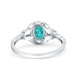 Art Deco Oval Vintage Style Bridal Wedding Engagement Ring Simulated Cubic Zirconia 925 Sterling Silver