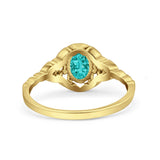 Art Deco Oval Vintage Style Bridal Wedding Engagement Ring Simulated Cubic Zirconia 925 Sterling Silver