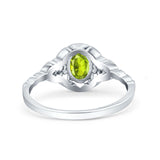 Art Deco Oval Vintage Style Bridal Wedding Engagement Ring Simulated Cubic Zirconia 925 Sterling Silver