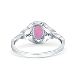 Art Deco Oval Vintage Style Bridal Wedding Engagement Ring Simulated Cubic Zirconia 925 Sterling Silver