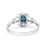 Art Deco Oval Vintage Style Bridal Wedding Engagement Ring Simulated Cubic Zirconia 925 Sterling Silver