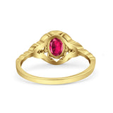 Art Deco Oval Vintage Style Bridal Wedding Engagement Ring Simulated Cubic Zirconia 925 Sterling Silver