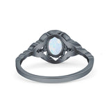 Art Deco Oval Vintage Style Bridal Wedding Engagement Ring Simulated Cubic Zirconia 925 Sterling Silver