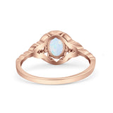 Art Deco Oval Vintage Style Bridal Wedding Engagement Ring Simulated Cubic Zirconia 925 Sterling Silver