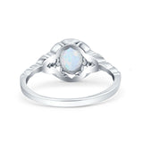 Art Deco Oval Vintage Style Bridal Wedding Engagement Ring Simulated Cubic Zirconia 925 Sterling Silver