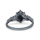 Vintage Style Oval Bridal Wedding Engagement Ring Baguette Simulated Cubic Zirconia 925 Sterling Silver