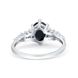 Vintage Style Oval Bridal Wedding Engagement Ring Baguette Simulated Cubic Zirconia 925 Sterling Silver