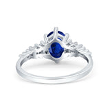 Vintage Style Oval Bridal Wedding Engagement Ring Baguette Simulated Cubic Zirconia 925 Sterling Silver