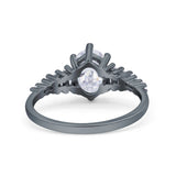 Vintage Style Oval Bridal Wedding Engagement Ring Baguette Simulated Cubic Zirconia 925 Sterling Silver