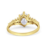 Vintage Style Oval Bridal Wedding Engagement Ring Baguette Simulated Cubic Zirconia 925 Sterling Silver