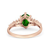 Vintage Style Oval Bridal Wedding Engagement Ring Baguette Simulated Cubic Zirconia 925 Sterling Silver