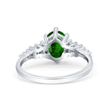 Vintage Style Oval Bridal Wedding Engagement Ring Baguette Simulated Cubic Zirconia 925 Sterling Silver