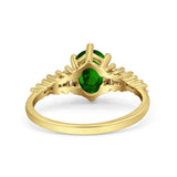 Vintage Style Oval Bridal Wedding Engagement Ring Baguette Simulated Cubic Zirconia 925 Sterling Silver