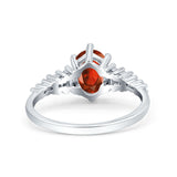 Vintage Style Oval Bridal Wedding Engagement Ring Baguette Simulated Cubic Zirconia 925 Sterling Silver