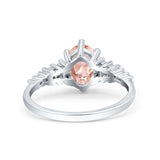 Vintage Style Oval Bridal Wedding Engagement Ring Baguette Simulated Cubic Zirconia 925 Sterling Silver