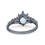 Vintage Style Oval Bridal Wedding Engagement Ring Baguette Simulated Cubic Zirconia 925 Sterling Silver